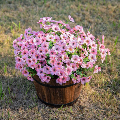 HyeFlora Artificial Flowers for Outdoor Indoor Garden Home Decoration, Faux Flower Daisy with Eucalyptus Leaves Fake Plants Greenery Boxwood Porch Patio, 12 Bundles (Mix Pink Red Purple Yellow)