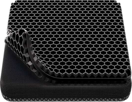 Gel Seat Cushion, Cooling seat Cushion (Super Large & Thick), Breathable Honeycomb Design Absorbs Pressure Points Seat Cushion, Gel Cushion for Office Chair, Home Car seat Cushion for Wheelchair