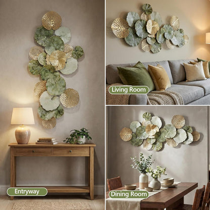 Lucky Monet Large Wall Decor for Living Room, Modern Metal Wall Art, 3D Textured Geometric Wall Sculpture 59"x24" Wall Hanging Decoration for Dinning Room Bedroom Entryway
