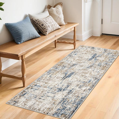 2x3 Washable Non-Slip Area Rug - Soft Low Pile Throw Rug for Kitchen Entryway Bedroom - Modern Indoor Door Mat with Rubber Backing (Beige Grey) - Colors B