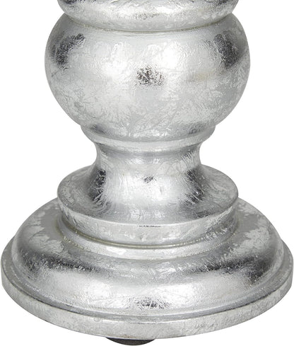Deco 79 Mango Wood Decorative Candle Holder Distressed Turned Pillar Candle Stand, Set of 3 Candlestick Holder 6", 8", 10"H, Light Blue