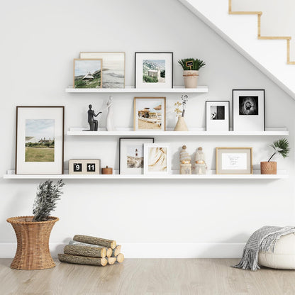 FLYJOE Floating Picture Ledge Shelves for Wall Set of 4, 48 Inch Wall Shelves with Lip Long Large Nursery Book Shelf for Toys Storage Kids Bookshelf Wall Mounted Living Room Bedroom Decor Frames