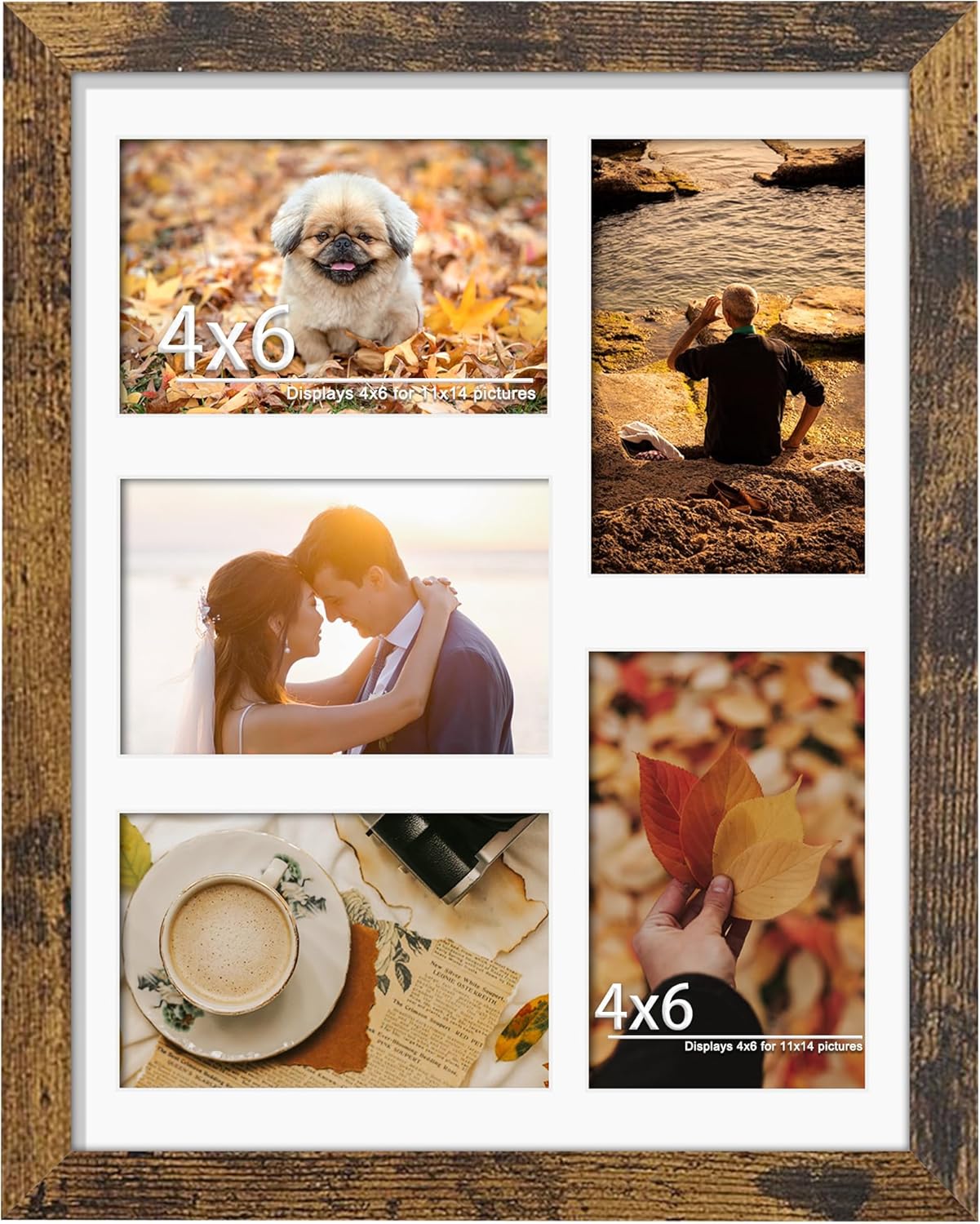 DUENPY 14x26 Collage Picture Frame 4x6 Collage Picture Frame Displays Twelve 4x6 inch Photos Available Horizontal Wall Mounting Display and Vertical Black - Colors A