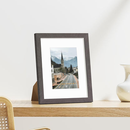 Vittanly 8x10 Picture Frames Set of 9, Shatter Resistant Plexiglass, Display 5x7 Pictures with Mat or 8x10 without Mat, Photo Frames for Wall or Tabletop, Engineered Wood, Black - Colors B