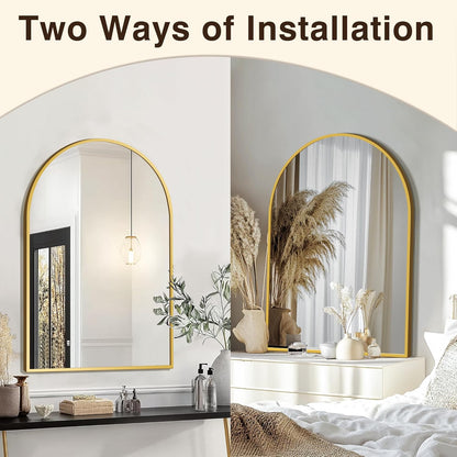 FICTOR Bathroom Mirror for Wall, Arched Vanity Bathroom Mirror for Over Sink, Metal Framed with HD Shatter-Proof Glass for Entryway, Living Room,Bedroom(2 Pack 24” x 36”, Black)