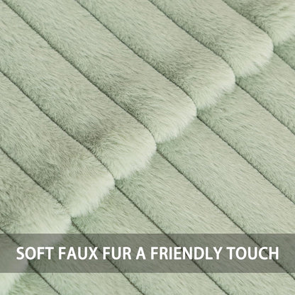 Aegero Pack of 2 Faux Fur Christmas Throw Pillow Covers 18x18 Inch, Soft Plush Striped Neutral Couch Pillow Cover, with Velvet Back Modern Home Decor for Sofa Living Room Couch Bed Cream White