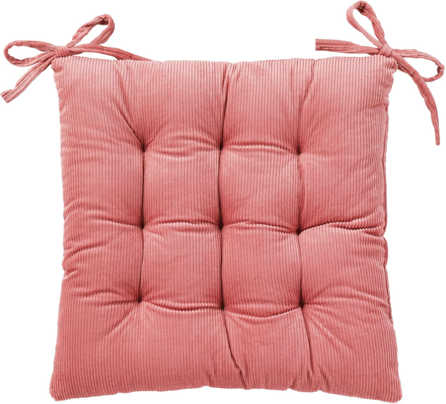 HLOVME Corduroy Chair Cushion with Ties Ultra Soft Warm Floor Cushion for Kids Reading Nook Comfortable Square Seat Cushion for Adult 15.7”x15.7”, White