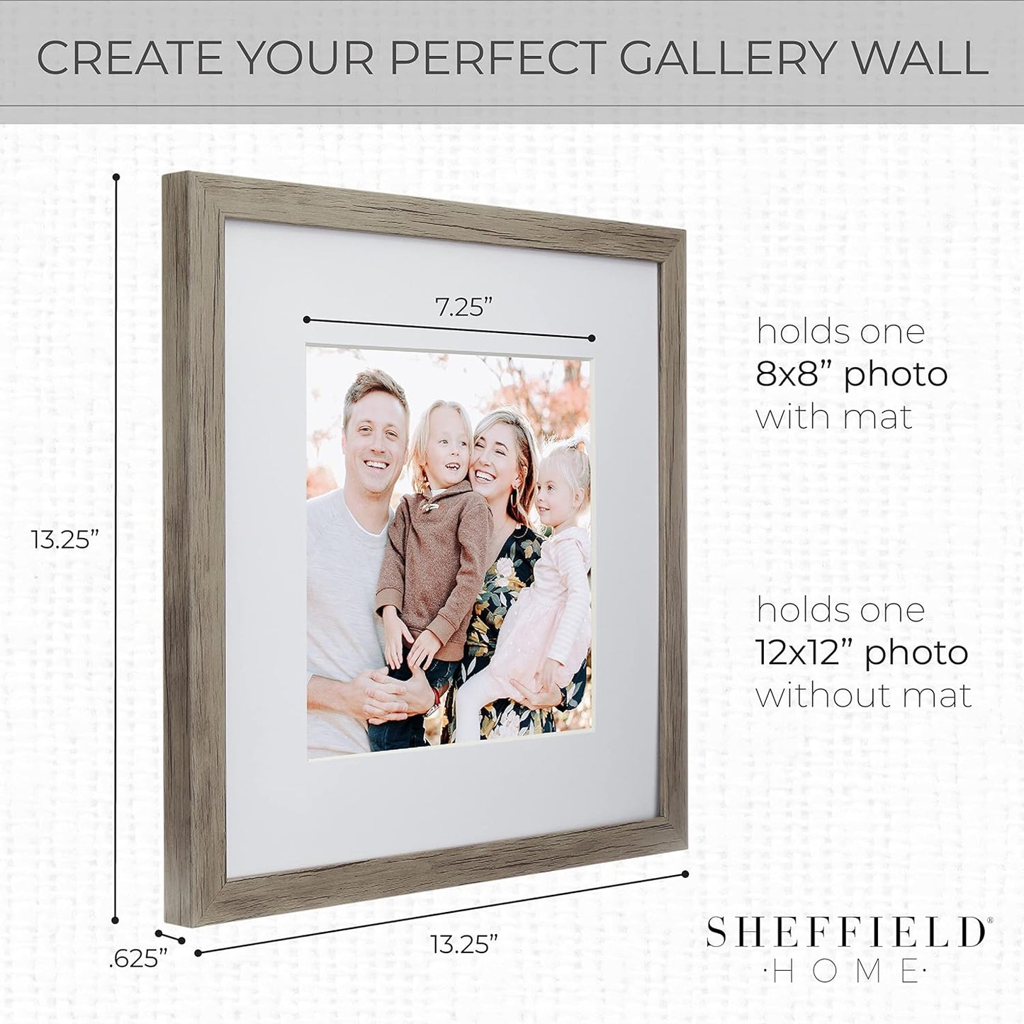 Sheffield Home 9 Piece Gallery Wall Frame Set, 11x14 in. matted to 8x10 in. (Matte Black)