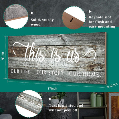 Jetec This Is Us Wall Sign Wooden Family Wall Plaques Inspiration Sign Farmhouse Entryway Rustic Plaques Art with Quotes for Living Room Bedroom Christmas Decorations(Antique White)