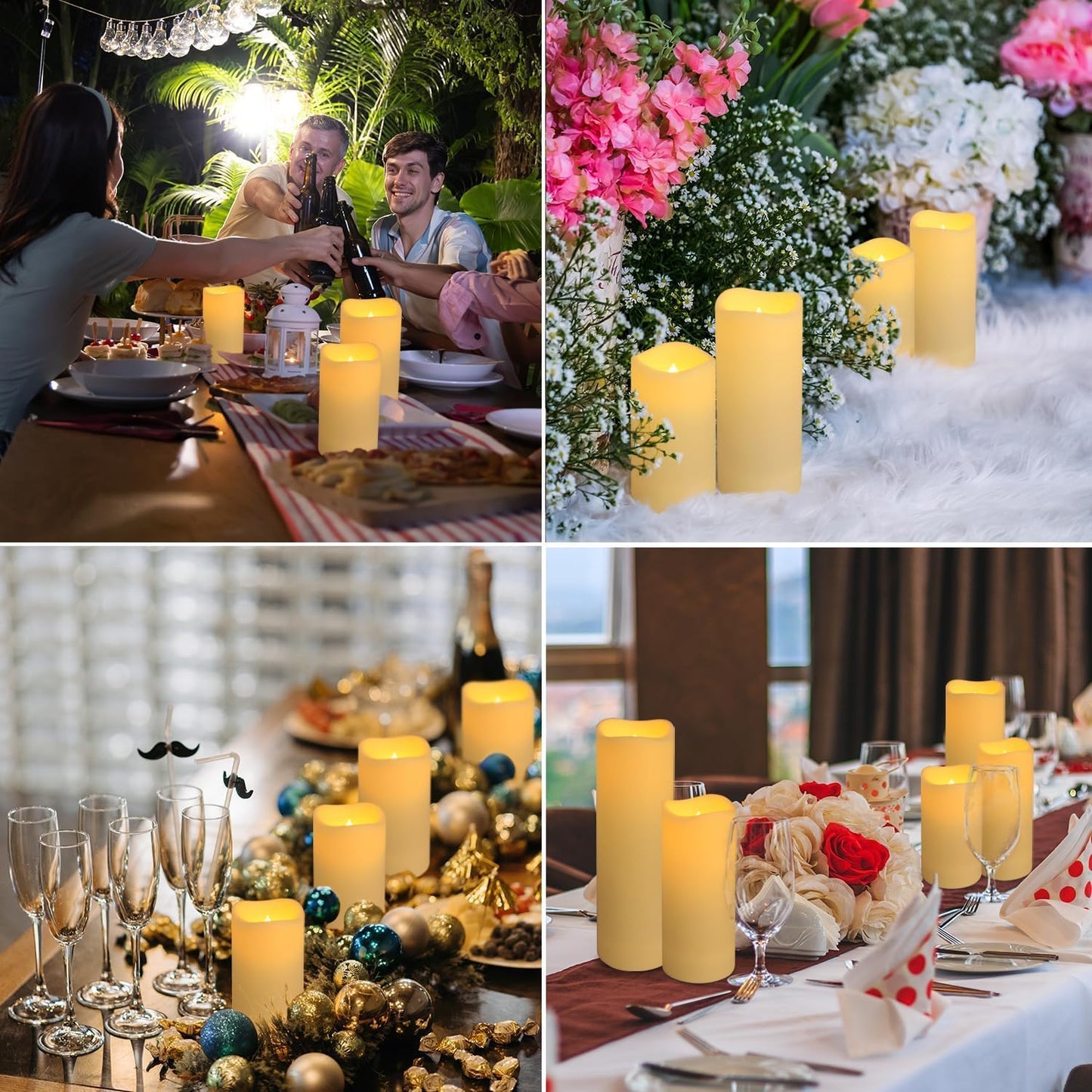 Enpornk Set of 24 Flameless Led Battery Opeated (D2.2'' x H4''5''6'') Waterproof Outdoor Indoor Candles with 10-Key Remotes and Cycling 24 Hours Timer
