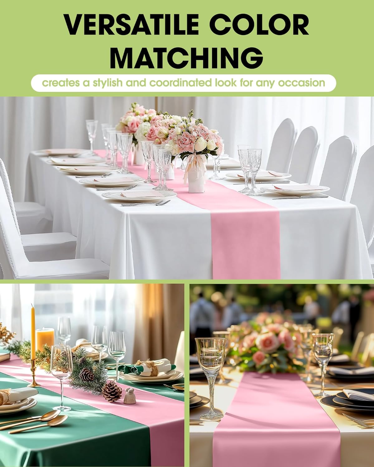 Pureegg Gold Plastic Table Runners - 10 Pack, 14'' x 108'', Water Resistant & Disposable Centerpiece Decorations for Table Cloth, Wedding, Birthday, Holiday, Baby Shower, Party, Home Decor