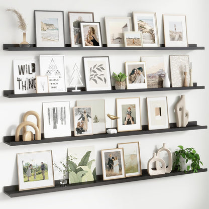 FLYJOE Floating Picture Ledge Shelves for Wall Set of 4, 48 Inch Wall Shelves with Lip Long Large Nursery Book Shelf for Toys Storage Kids Bookshelf Wall Mounted Living Room Bedroom Decor Frames