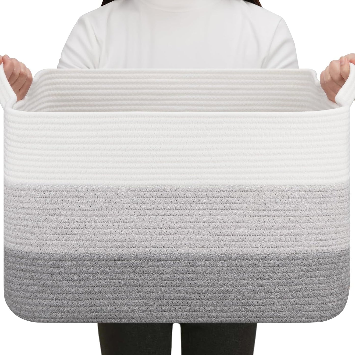 OIAHOMY Storage Basket, Woven Baskets for Storage, Cotton Rope Basket for toys,Towel Baskets for Bathroom - Pack of 3, Gradient Yellow