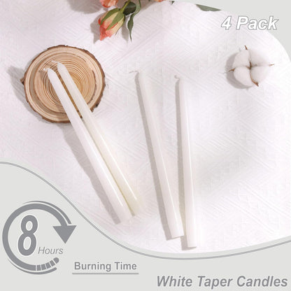 10-Inch Ivory Taper Candles - Dripless Smokeless Tapered Candle Cream Unscented Candlesticks Paraffin Wax Long Slow Burning Tall Candle Sticks for Dinner Business Wedding Restaurants 12 Pack