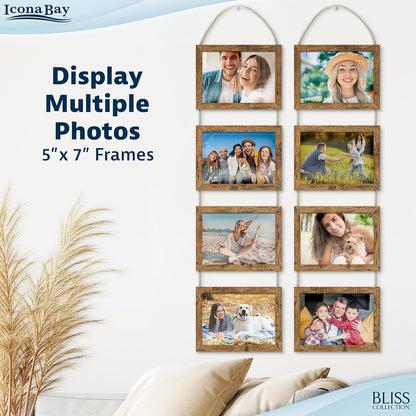 Icona Bay - 4x6 Wall Hanging Picture Frames Collage with 8 Openings - Distressed White, 2 Pack - Casual Style Engineered Wood Frames - Wall Mount Only - Bliss Collection