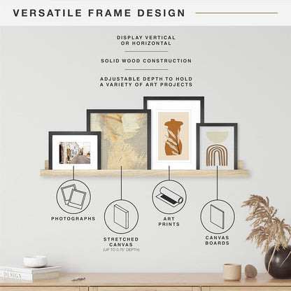 MCS Canvas Float Frames 8x10 Frame, Black Frame for Finished Canvases, Vertical & Horizontal Wall Hanging Frame with Adhesive for Canvas Paintings (1-Pack)
