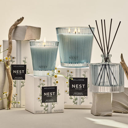 NEST New York Reed Diffuser, Himalayan Salt & Rosewater - The Wellness Collection - 5.9 fl oz - Fragrance for Up to 90 Days - Reusable, Refillable Glass Holder - Includes 8 All-Natural Reed Sticks
