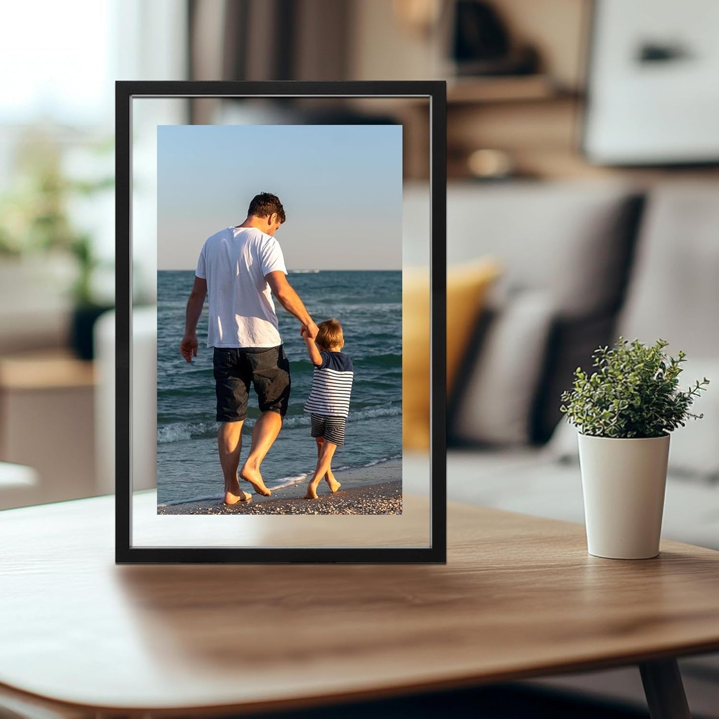 CORE ART 8x10 Floating Picture Frame,Double Plexglass Floating Frame for 5x7,4x6 Pictures,Wall or Tabletop Display,Black