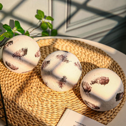 Set of 6 Decorative Orbs for Bowls and Vases - Circle Pattern - Resin Round Sphere Balls for Living, Dining Room Coffee Table Centerpiece Home Decor