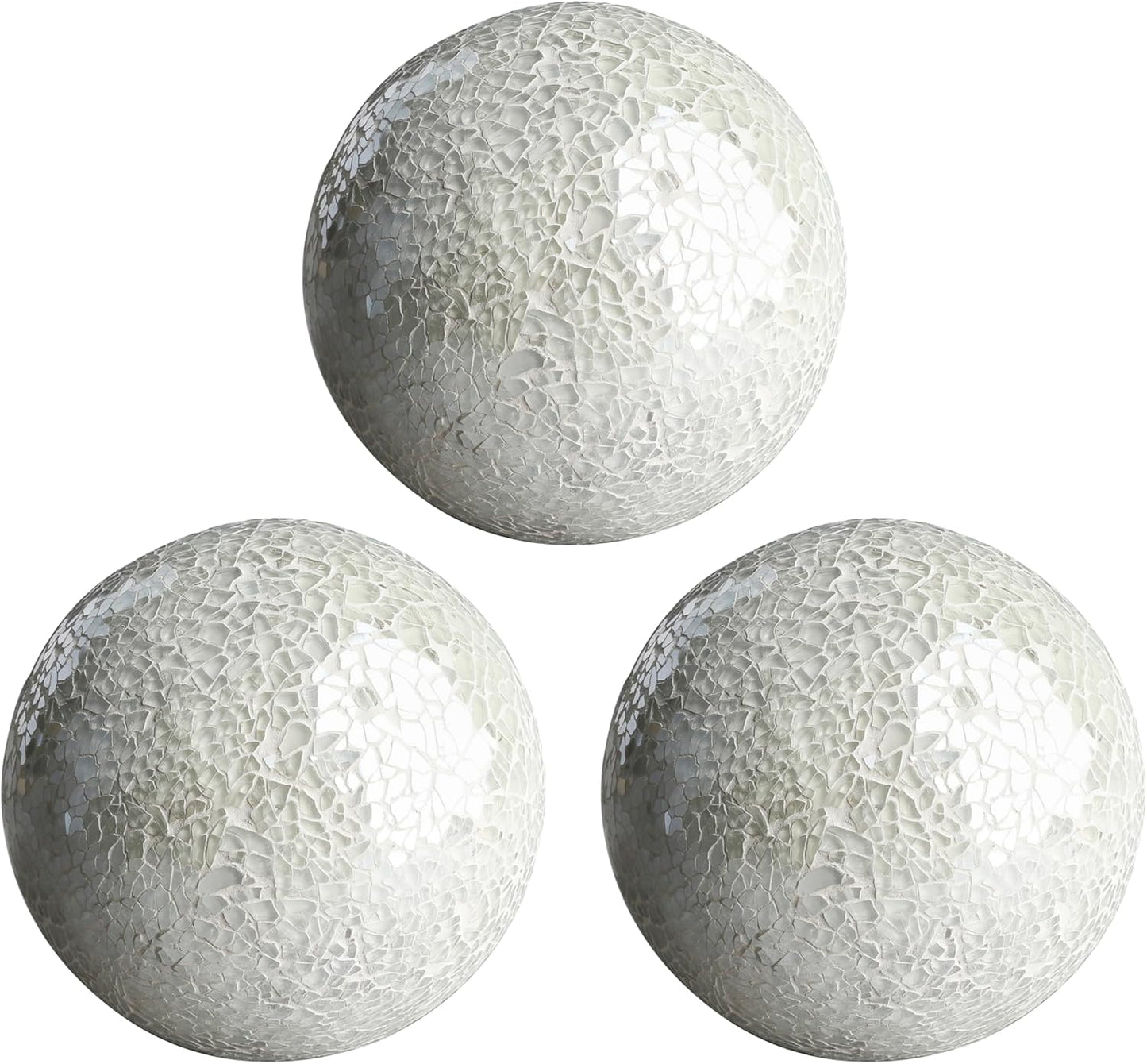 Decorative Mosaic Glass Orbs, 4 Inch Diameter, Set of 3 Sphere Balls, Rose Gold (Gold)