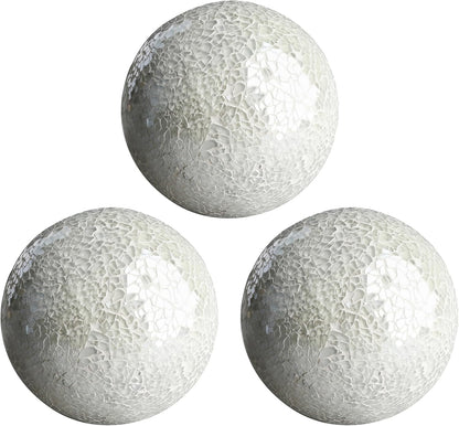Decorative Mosaic Glass Orbs, 4 Inch Diameter, Set of 3 Sphere Balls, Rose Gold (Gold)