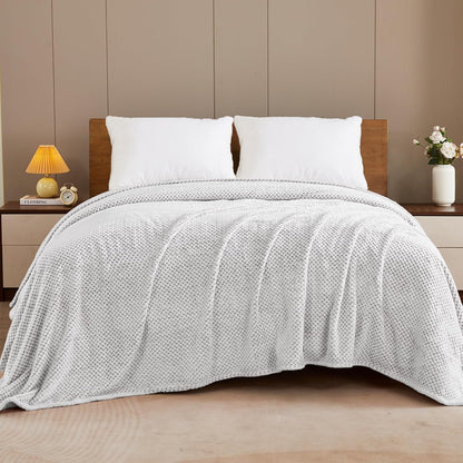 Exclusivo Mezcla Fleece Throw Blanket Extra Large, Super Soft and Warm Blankets for Couch, Sofa and Bed Waffle Textured, Cozy, Fuzzy and Lightweight (Slate Blue, 50x70 Inches)