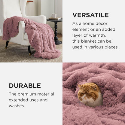 Bedsure GentleSoft Fluffy Fuzzy Faux Fur Throw Blanket for Couch, Soft Sherpa Fleece Cozy Gifts for Women, Plush Bed Blanket Room Decor for Men, Thick Warm Minky Teen Gifts Winter Bedding
