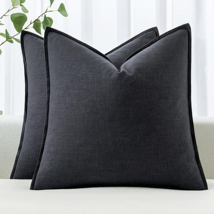 MIULEE Decorative Linen Euro Sham Pillow Covers 26x26 Cream White Boho Farmhouse Neutral Couch Throw Pillows for Bed Pack of 2 Accent Modern Pillowcase Sofa Livingroom Home Decor