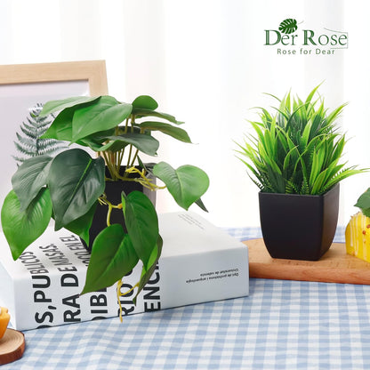 Der Rose 6 Pack Fake Plants Small Artificial Potted Plants Faux Plants for Home Office Desk Bathroom Aesthetic Farmhouse Room Decor Indoor