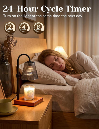 Candle Warmer Lamp with Timer, Dimmable Candle Warmer for Home Decor, Birthday Gifts for Women Mom, Adjustable Height Wax Melt Warmer with 2 Bulbs
