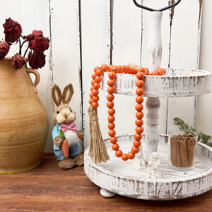 OMISHE 59in Wood Bead Garland with Tassels, Decorative Beads, Farmhouse Wooden Beads Garland for Wall Hanging Home Festival Decor, Aqua, Teal