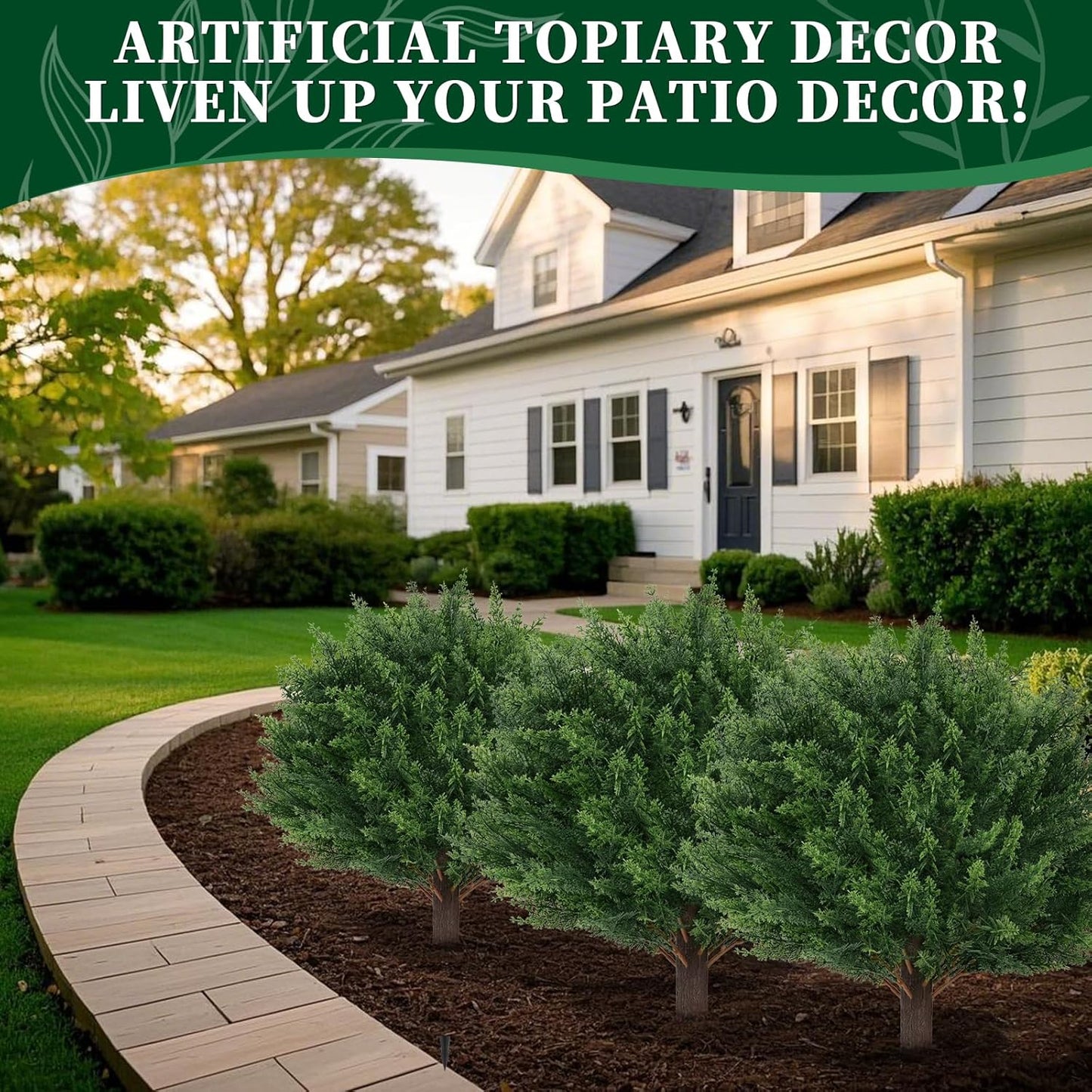 Artificial Lavender Topiary Ball Trees, 2 Set of UV Resistant Fake Evergreen Shrubs Bushes Plants with Ground Spike, Fake Plants for Outdoor Indoor Front Porch Garden