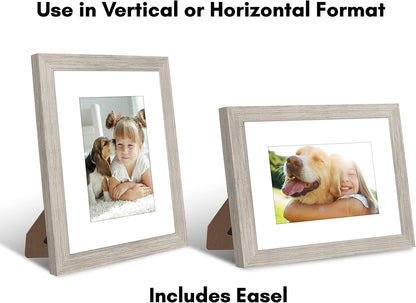 Americanflat 8x10 Picture Frame with Shatter-Resistant Glass - Use as 5x7 Frame with Mat or Display 8x10 Photo Without Mat - Signature Collection - Picture Frames for Tabletop and Wall Display - Black