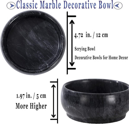 4.72 Inch Small Decorative Bowls, Natural Marble Decorative Bowls for Home Decor, Key Bowl, Coffee Tables Centerpiece, Soap Serving Bowl, Incense Burner, Smudge Bowl