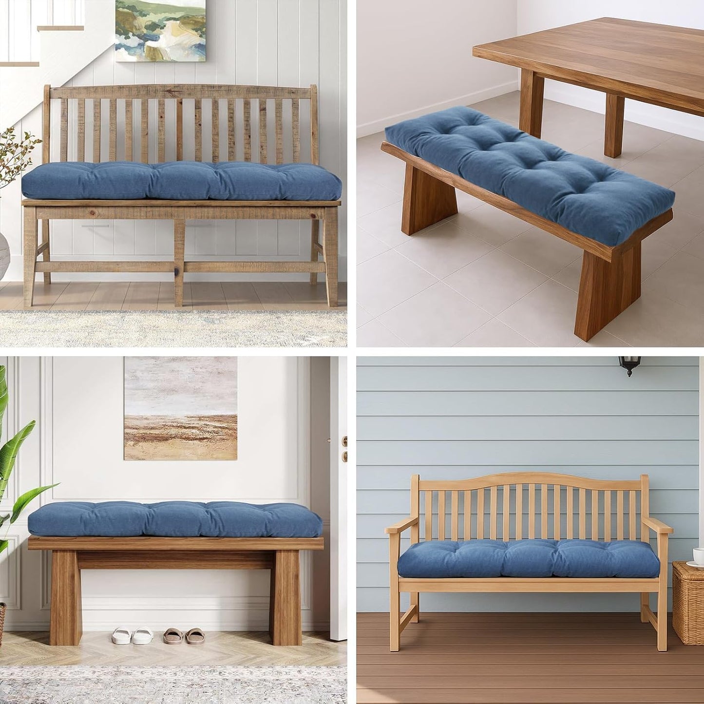 42 Inch Bench Cushions for Indoor Furniture, Super Soft Rectangle Bench seat Cushion Pad with Non-Slip Bottom, Waterproof Bench Pad for Window Porch(Beige, 42x16x4.5 Inch)