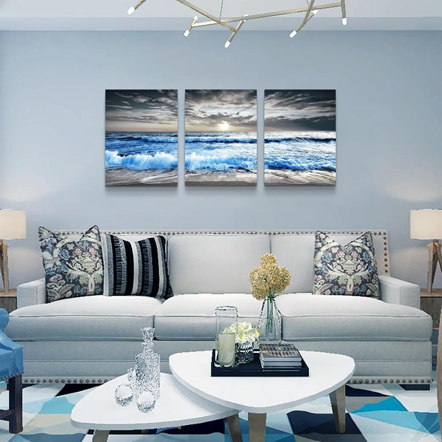 MHARTK66 Wall Art for Living Room Modern Wall Decor for Bedroom Office Decor Abstract Mountain Forest Landscapes Ink Painting 3 Piece Framed Canvas Art Prints Ready to Hang Wall Pictures Home Decor