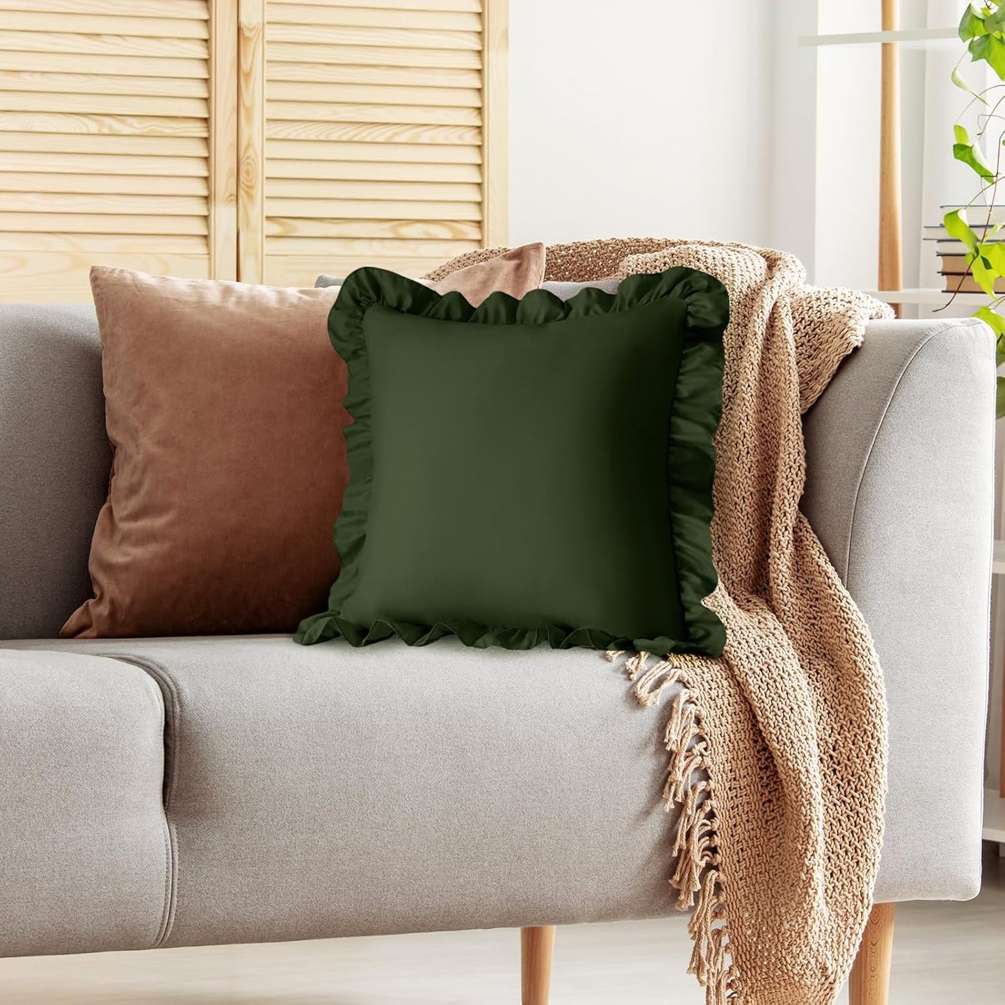 KKJIAF Ruffle Pillow Cases 26x26 Inches, White Square Ruffled Pillow Covers Set of 2, Microfiber Wrinkle Resistant Pillow Shams with Envelope Closure for Sofa Bed Living Room