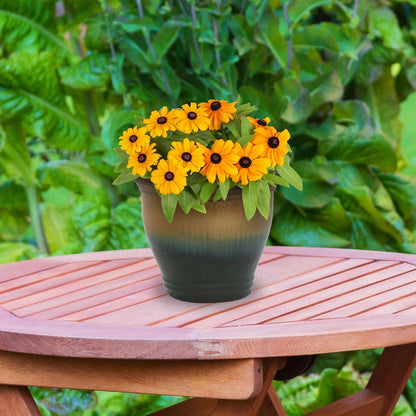 Sunnydaze Large Ceramic Plant Pot - Round Outdoor Glazed Ceramic Planter Pot with Drainage - Studio - Imperial Blue - 18.5"