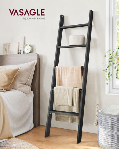 VASAGLE Blanket Ladder Decorative Farmhouse for The Living Room, 5-Tier Ladder Shelf, Ladder Rack for Storage and Decor, Honey Brown ULLS018K41