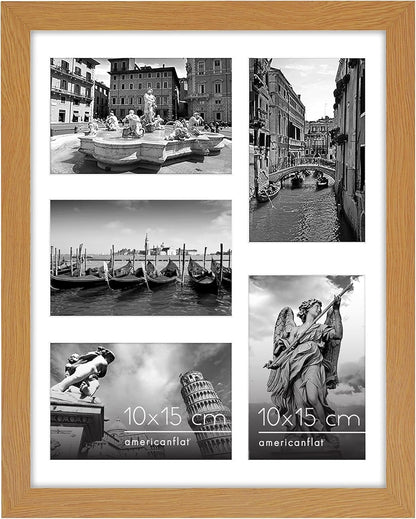 Americanflat 4x6 Collage Picture Frame with Shatter-Resistant Glass - Fits Five 4x6 Photos or Use as One 11x14 Picture Frame - Signature Collection - Collage Frames for Wall Display - Black