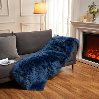 EasyJoy Ultra Soft Fluffy/Fuzzy Shaggy Area Rug Faux Fur Chair Cover Seat Pad for Bedroom Floor Sofa Living Room (2 x 6 ft Sheepskin, Beige)