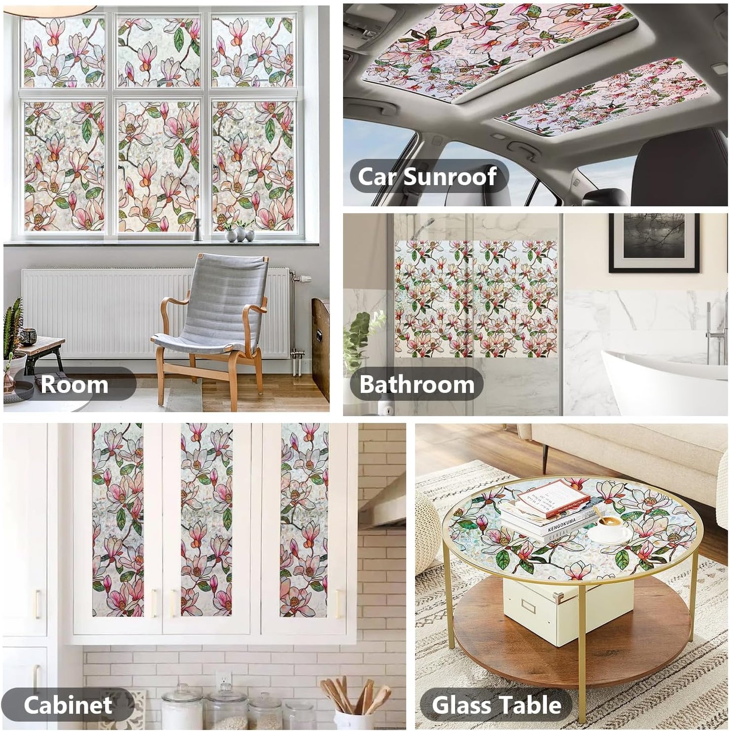 Ranzdn Window Privacy Film - Stained Glass Window Film Static Cling UV & Heat Blocking Rainbow Window Film for Glass Doors, Bedroom Windows - No Glue Premium Vinyl (Easy Install, 17.5"×78.7")
