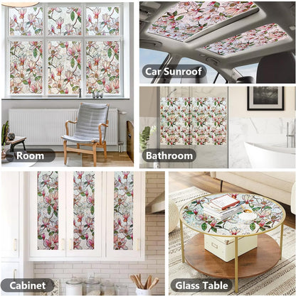 Ranzdn Window Privacy Film - Stained Glass Window Film Static Cling UV & Heat Blocking Rainbow Window Film for Glass Doors, Bedroom Windows - No Glue Premium Vinyl (Easy Install, 17.5"×78.7")