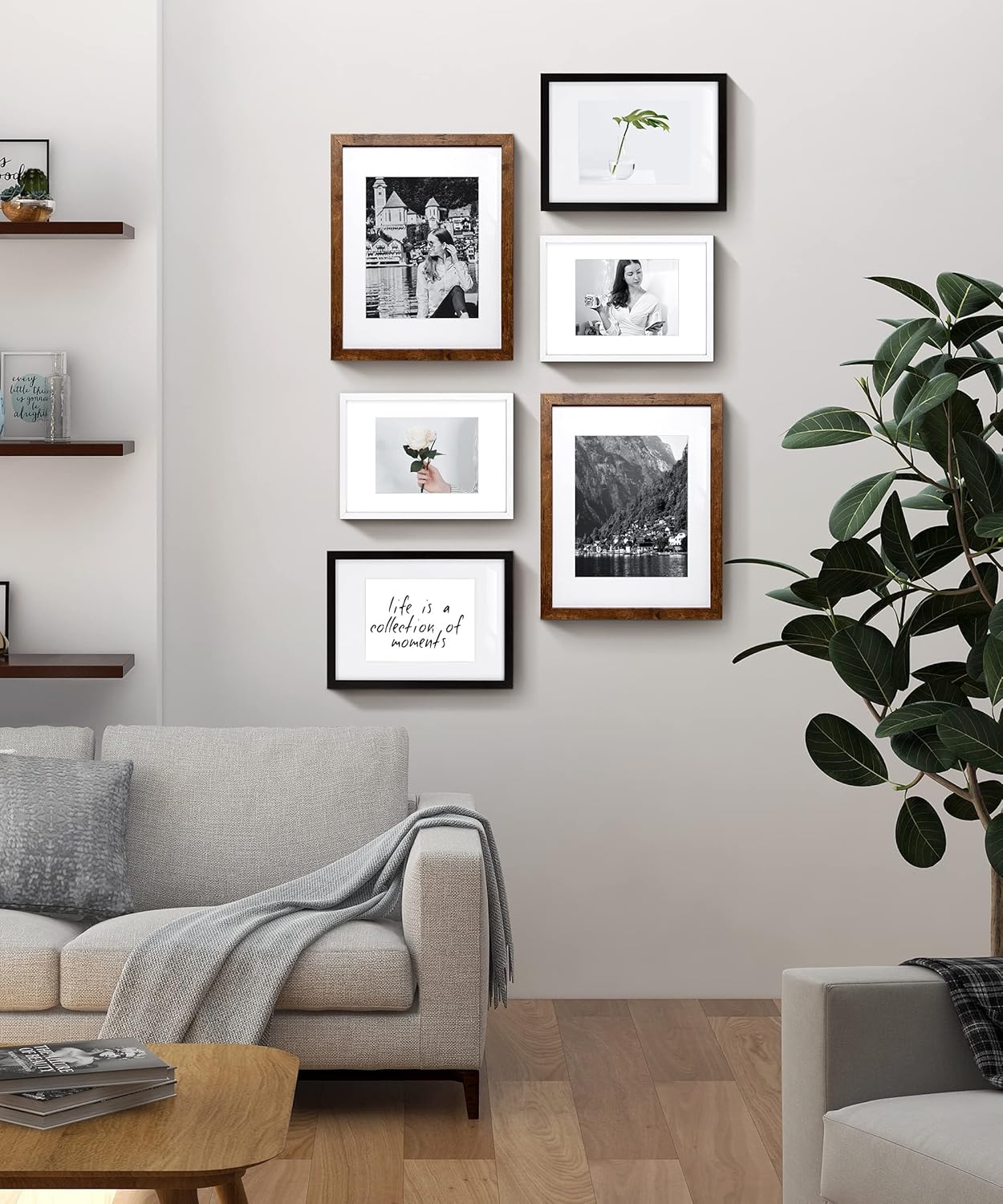 Sonefreiy Floating Picture Frames 8x10 Set of 2, Wooden Photo Frame Double Glass Pressed Flower Frames 5x7 Wall and Tabletop Display Mothers Day Gift for Family Friends Wedding