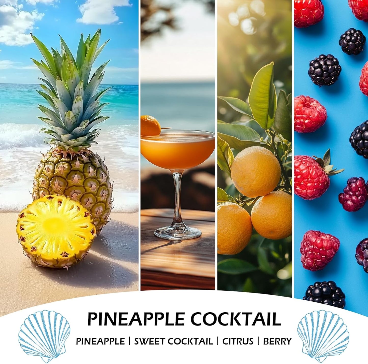 Scented Candles Set, 4 Pack Soy Candles for Home Scented, Candle Gifts for Men Women, Scents of Pineapple Cocktail/Coconut Vanilla/Pink Sands/Bahamian Breeze