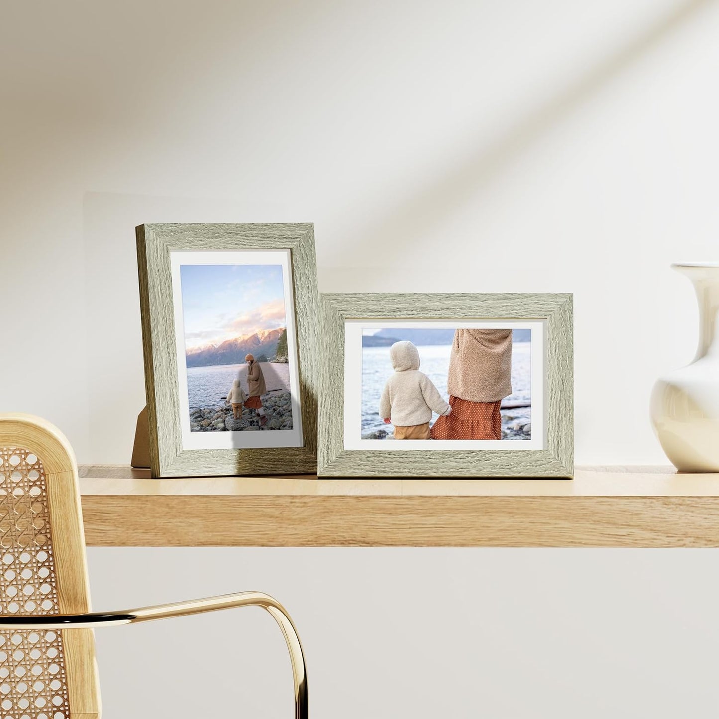 Vittanly 8x10 Picture Frames Set of 9, Shatter Resistant Plexiglass, Display 5x7 Pictures with Mat or 8x10 without Mat, Photo Frames for Wall or Tabletop, Engineered Wood, Black - Colors B