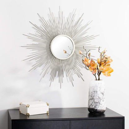 Safavieh Home Collection Alves 30-inch Champagne Sunburst Round Mirror