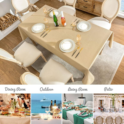 Veblandy Rectangle Tablecloth Waterproof Linen Textured Table Cloth Stain and Wrinkle Resistant Washable, Decorative Fabric Table Cover for Dining, Party and Camping (Sage Green, 52 * 70)