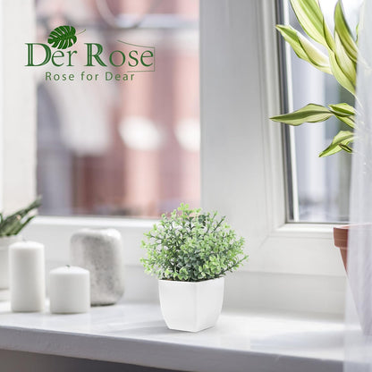 Der Rose 2 Pack Fake Plants Mini Artificial Greenery Potted Plants for Home Decor Indoor Office Table Room Farmhouse