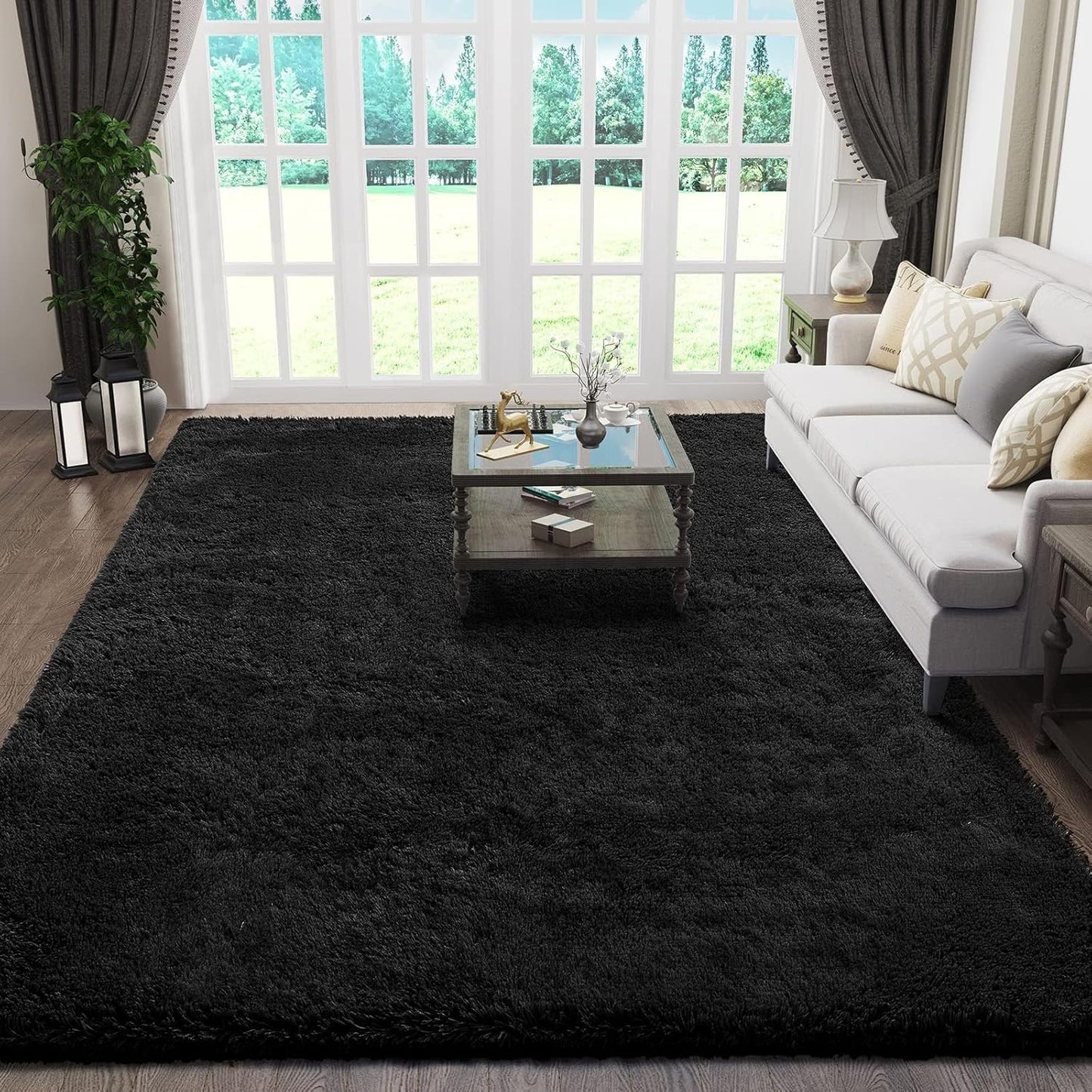 Ophanie Round Rugs 5Ft Ivory Circle Area Rug, Nursery Room Decor, Christmas Aesthetic Bedroom Home Circular Carpet 5 Foot, Fluffy Fuzzy Shag Plush Cream Living Room Rugs for Kids Boys Girls Teen Baby